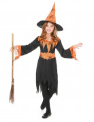 Hexenkost�m Halloween orange f�r M�dchen