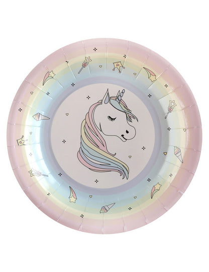 Assiettes en carton licorne pour enfant lot de 10 multicolore pastel