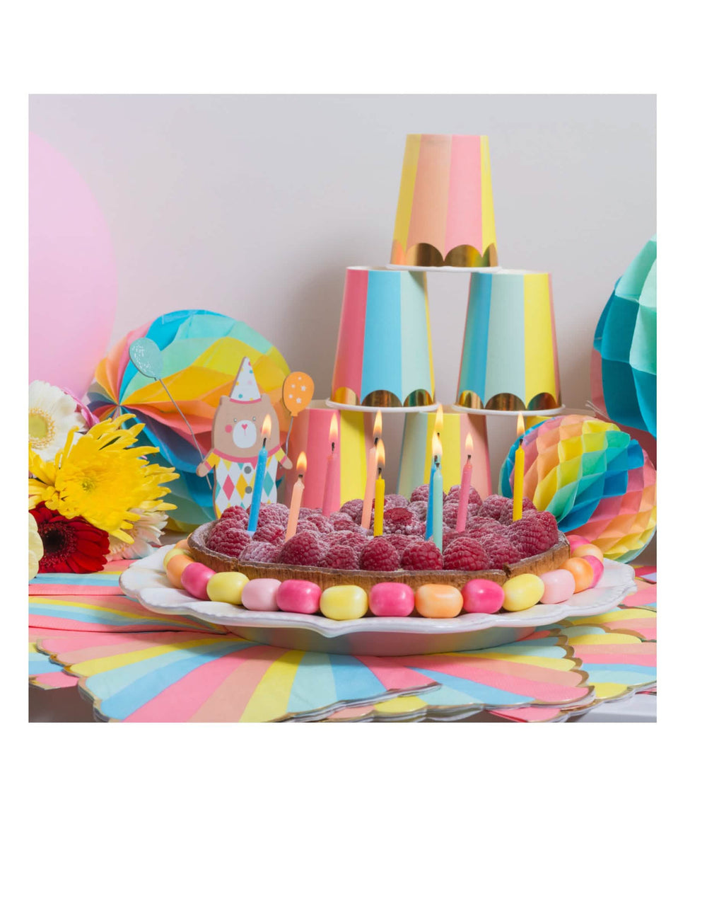 10 bougies avec bobèches pour gâteau multicolores pailletées