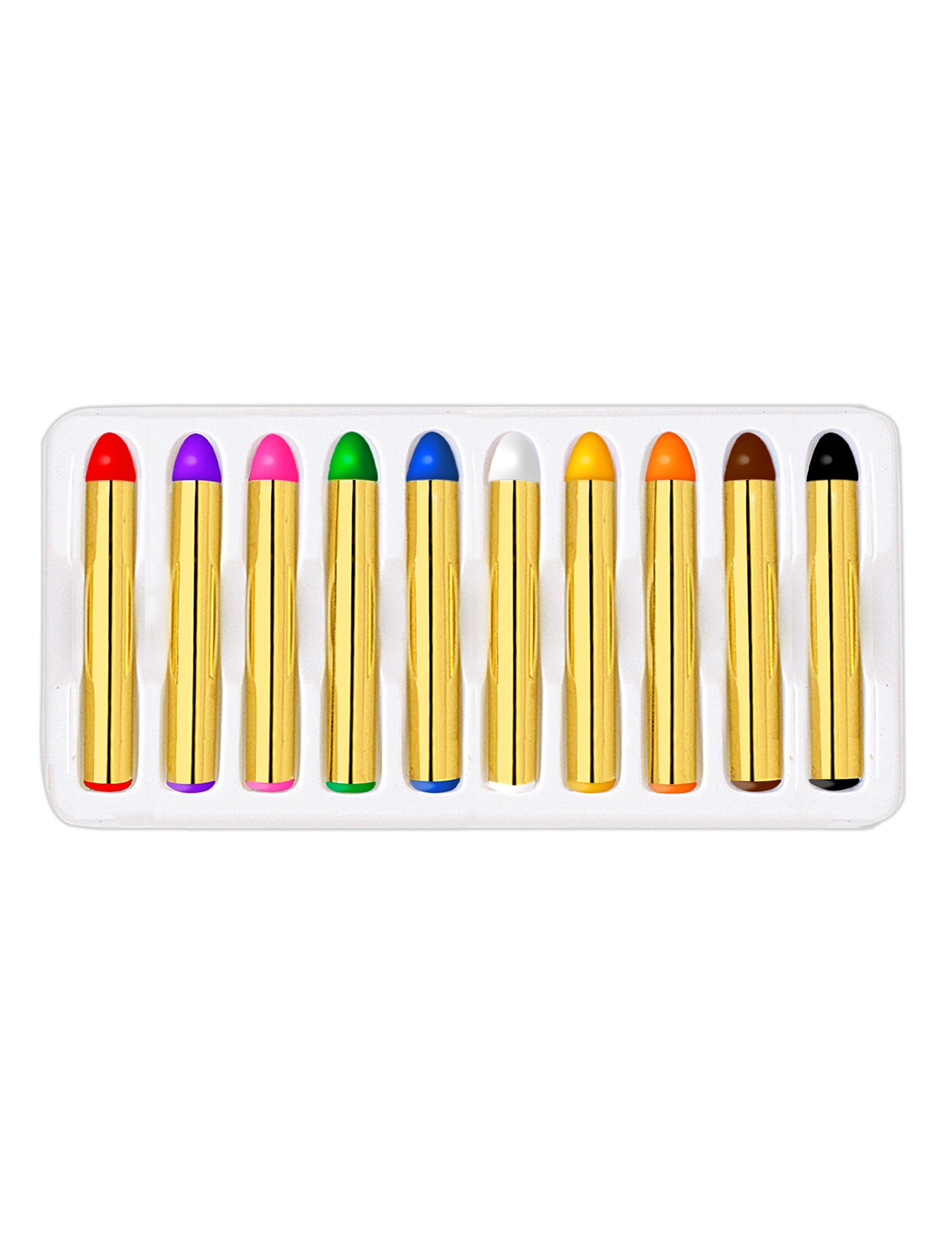10 crayons de maquillage multicolores pour déguisement avec corps doré