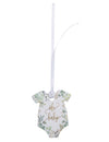 Étiquette body oh baby végétal et or pour baby shower blanc vert et doré avec ruban