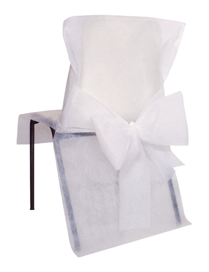 Housse de chaise premium blanche en intissé à nœuds