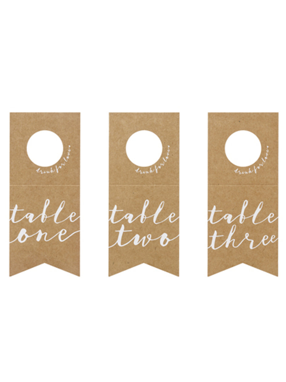 Marques tables pour bouteilles pour fête kraft et blanc