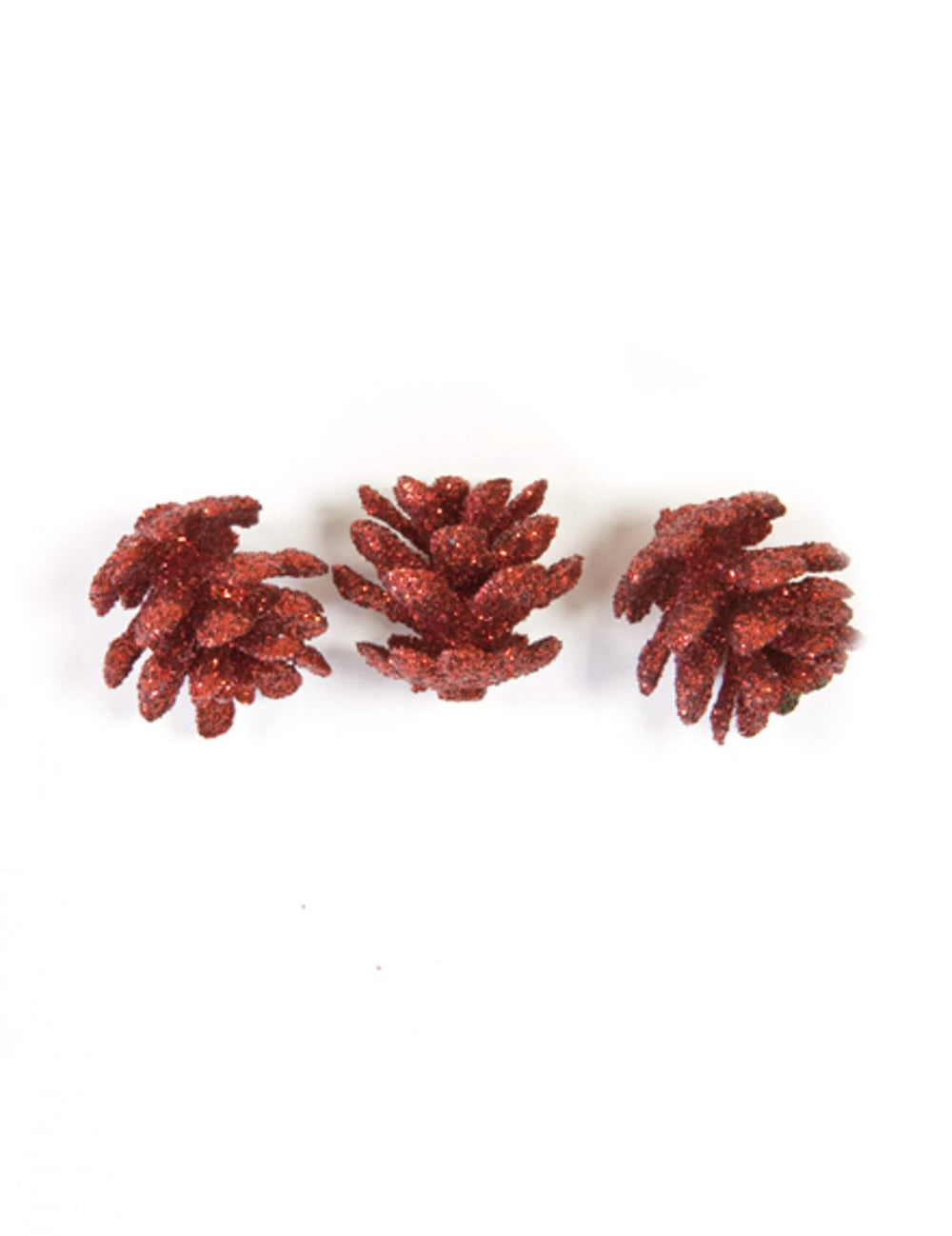 Mini pommes de pin pailletées de Noël pour décoration rouge