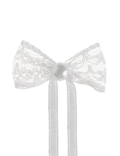 Nœuds en dentelle pour fête blancs avec perle