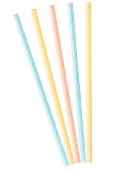 Pailles en carton pour anniversaire couleurs pastel