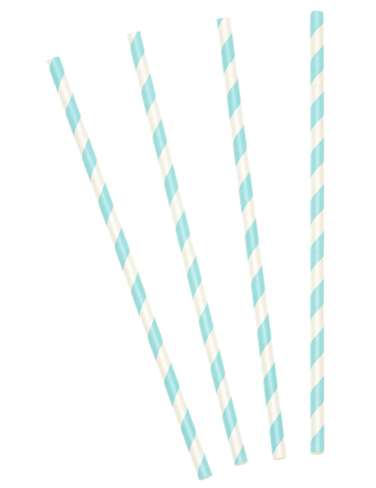 Pailles en carton rayées bleu pastel