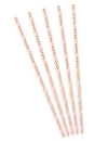 Pailles en carton roses rayées doré métallisé rose et doré