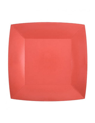 Assiettes carrées en carton pour dessert rouge