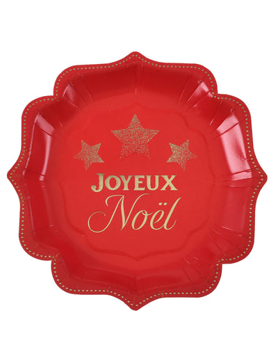 10 festliche kleine Pappteller Funkelndes Weihnachten rot 18x18 cm