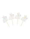Pics à cocktail Mon Lapin pour fête blanc avec nœuds pastel