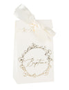 Sachet cadeau baptême en papier blanc crème et doré