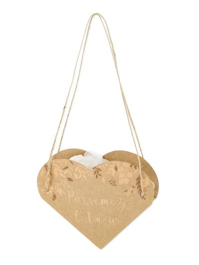 Sac coeur végétal parsemez l'amour pour mariage kraft et bronze