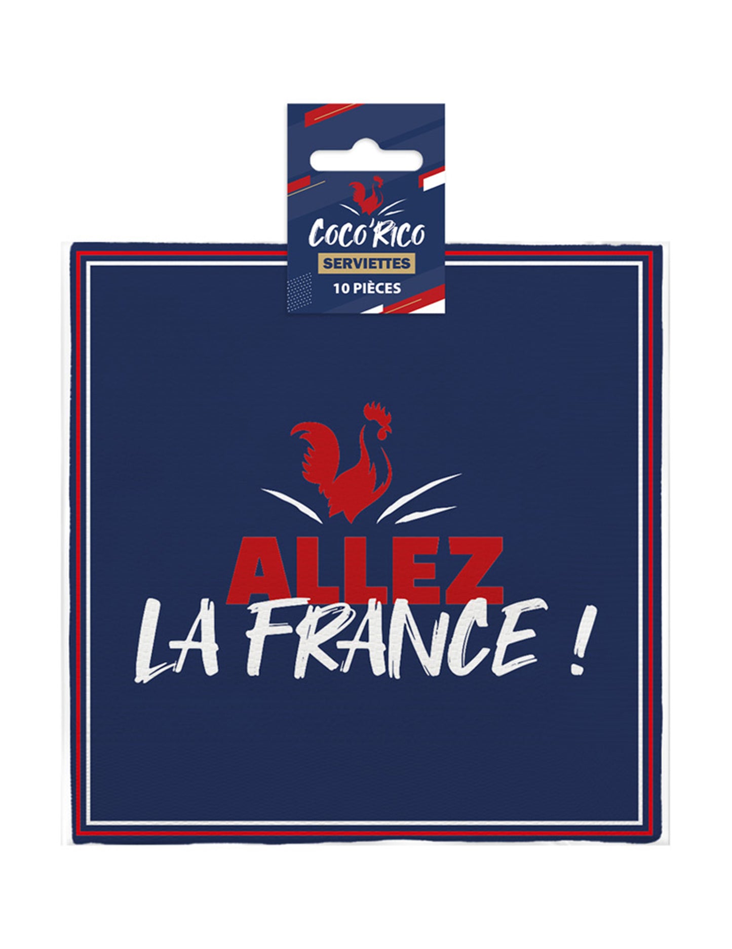 Vue de l'emballage des serviettes en papier Allez la France