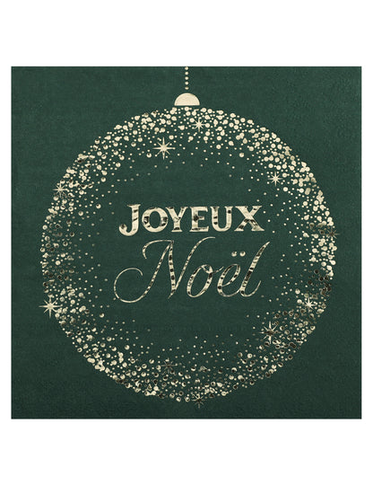 10 serviettes Noël Étincelant vert sapin 33 x 33 cm