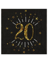 Serviettes papier joyeux anniversaire 20 pour fête noir et or