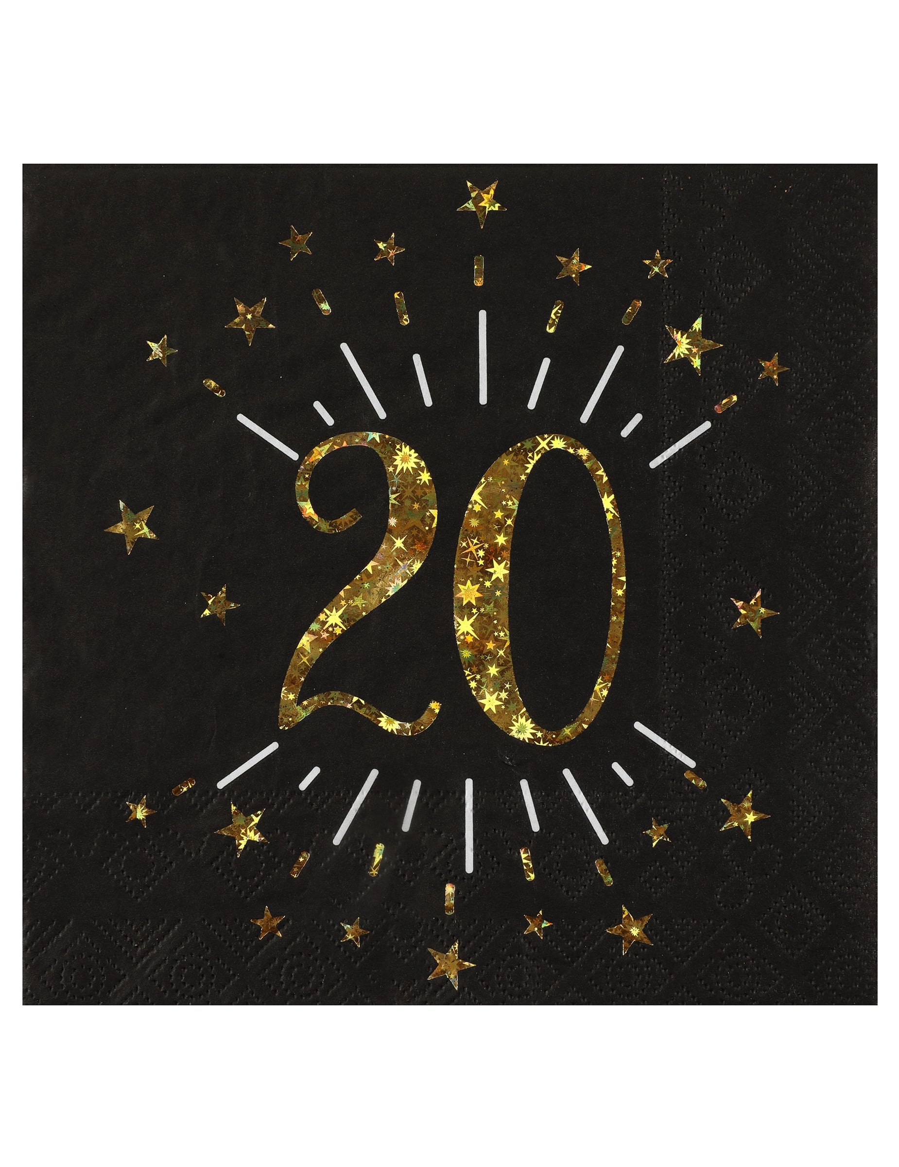 Serviettes papier joyeux anniversaire 20 pour fête noir et or