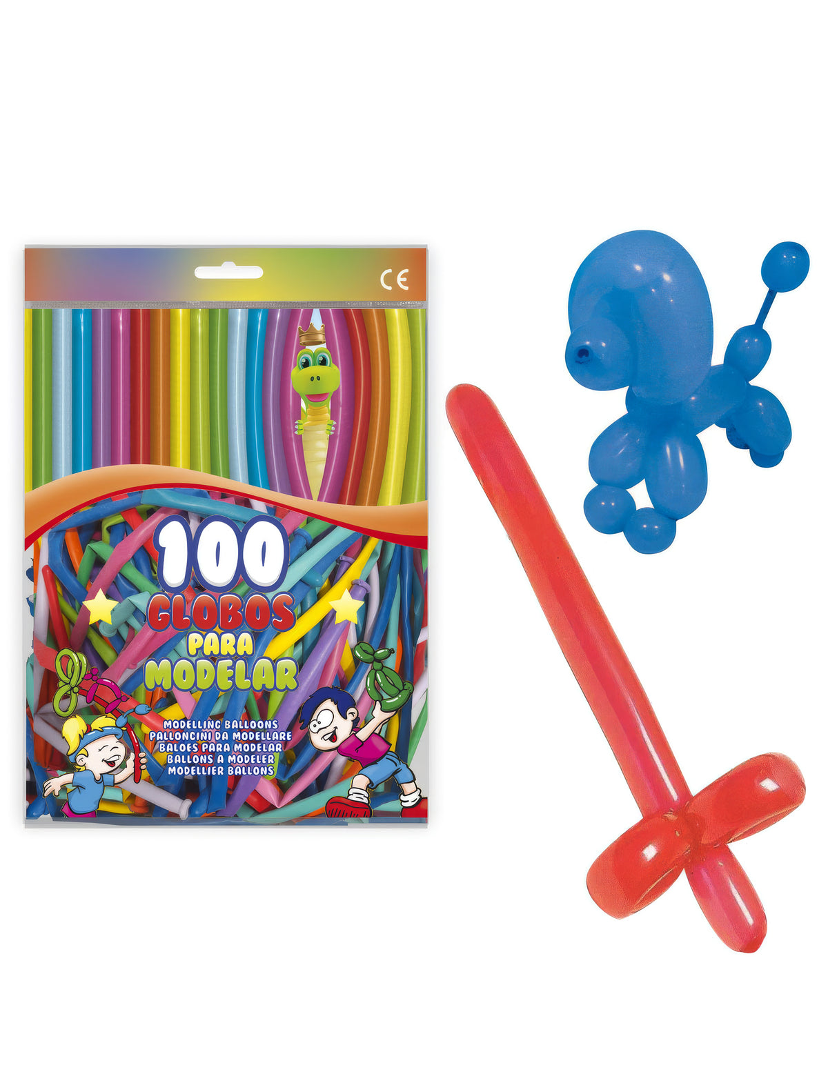 100 bunte Modellier-Luftballons für Party-Animationen