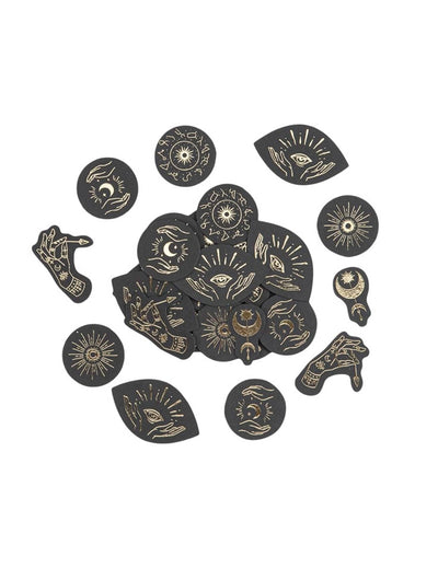 100-teiliges Konfetti-Set Cosmic Spirit, Schwarz & Gold, 1,5–4 cm