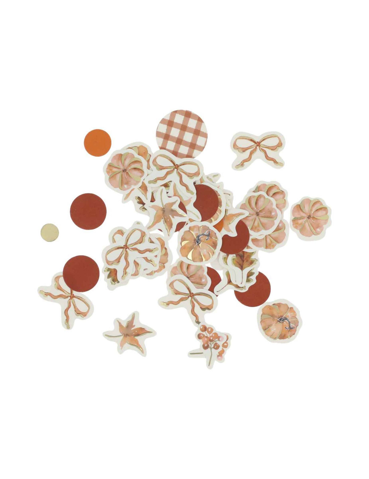100 Papierkonfetti im Cottage-Living-Stil, in Creme, Terrakotta und Gold, Ø 3 cm