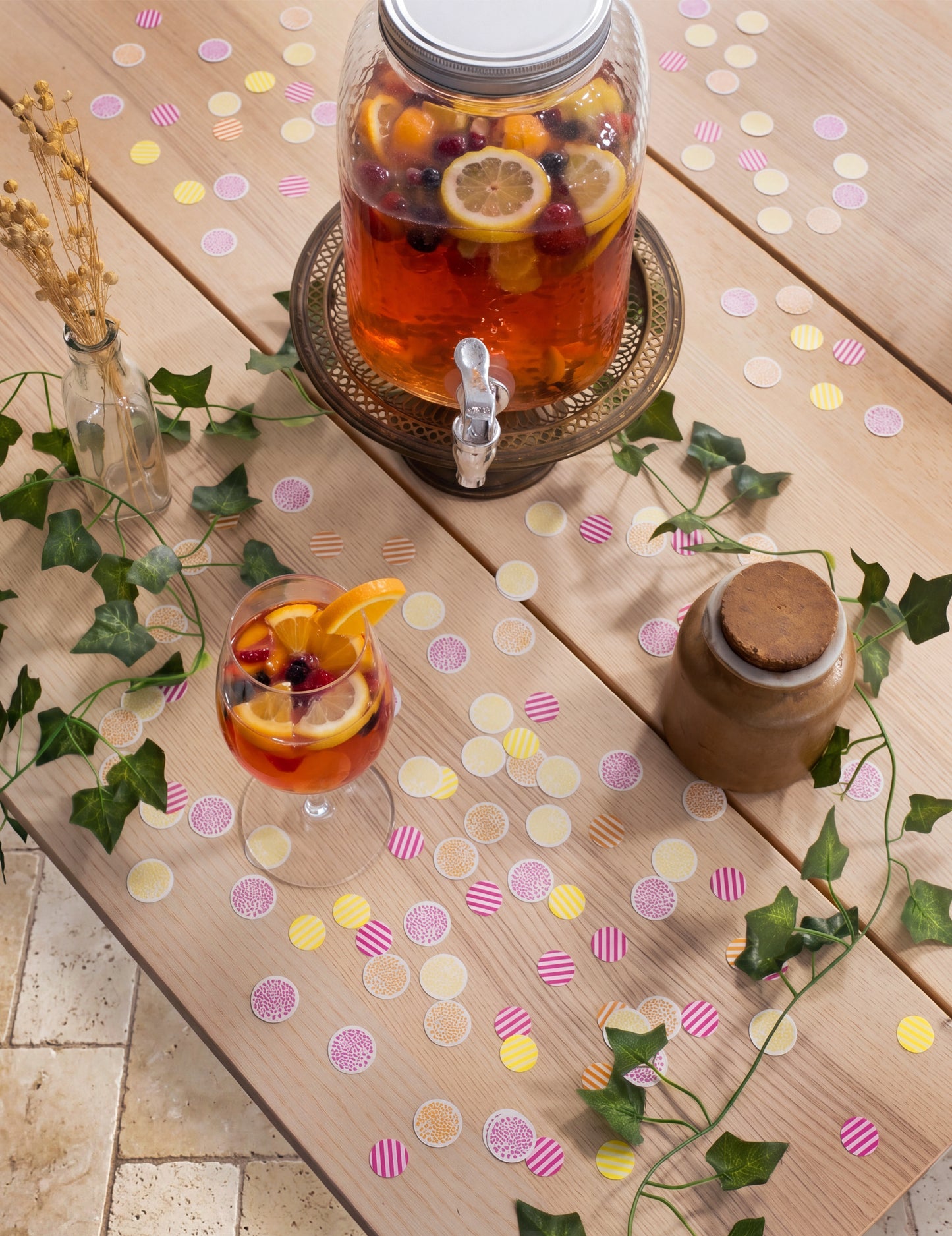 100 Konfetti aus Papier Pink Limonade 2,5 cm