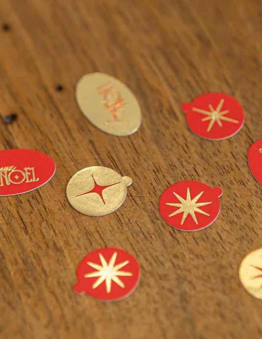 100 Tischkonfetti Frohe Weihnachten zeitlos Rot & Gold 1-2 cm