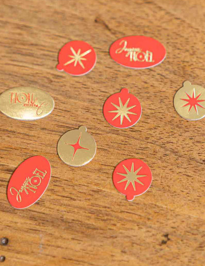 100 Tischkonfetti Frohe Weihnachten zeitlos Rot & Gold 1-2 cm