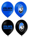 12 Ballons en latex Atalanta™ bleus et noirs 30 cm