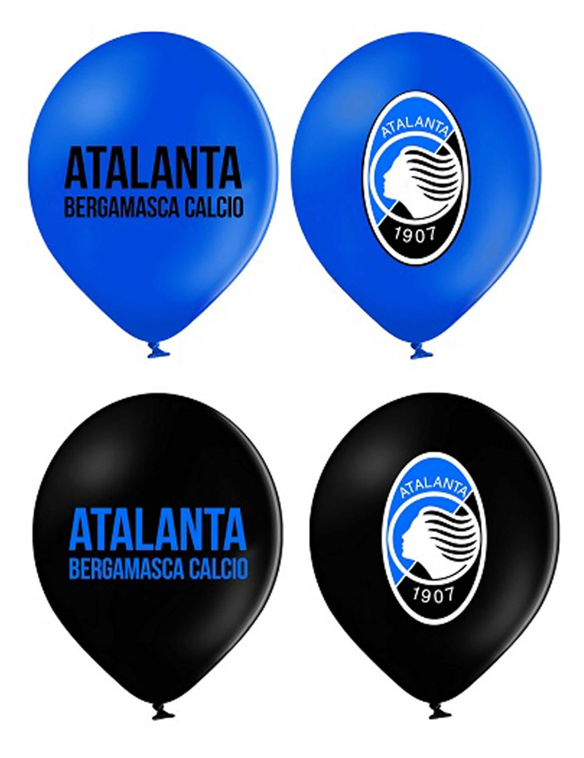 12 Ballons en latex Atalanta™ bleus et noirs 30 cm