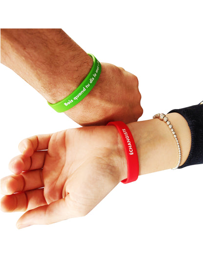 10 bracelets défis humoristique pour adulte multicolores en silicone