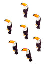 Confettis en bois adhésifs toucan mignon pour décoration tropicale multicolores à paillettes noires
