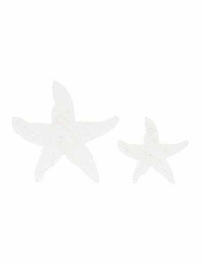 Confettis en bois étoiles de mer pour décoration blanches thème marin