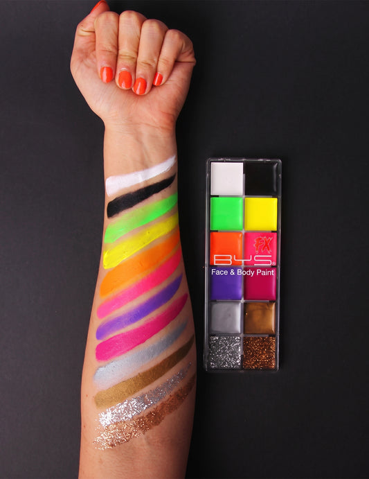 12 Neon- und Glitzer-Cremefarben