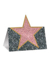 Marque-place hollywood pour décoration de table gris aspect marbre avec étoile rose