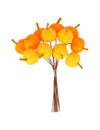 12er-Set Mini-Dekokürbisse am Stiel Orange Samt 13 cm