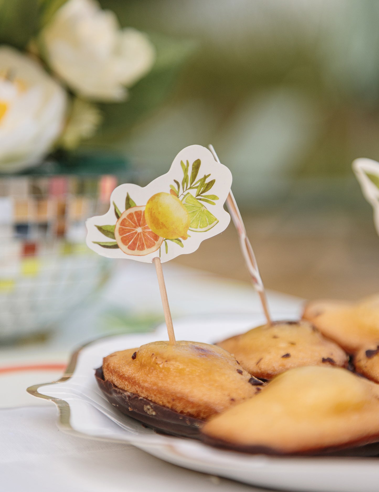 12 Fizz-Zitrus-Papier-Spieße in Creme, Orange und Gelb für Cocktails
