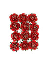 12 Deko-Papierrosen am Stiel rot & gold 3,5 cm