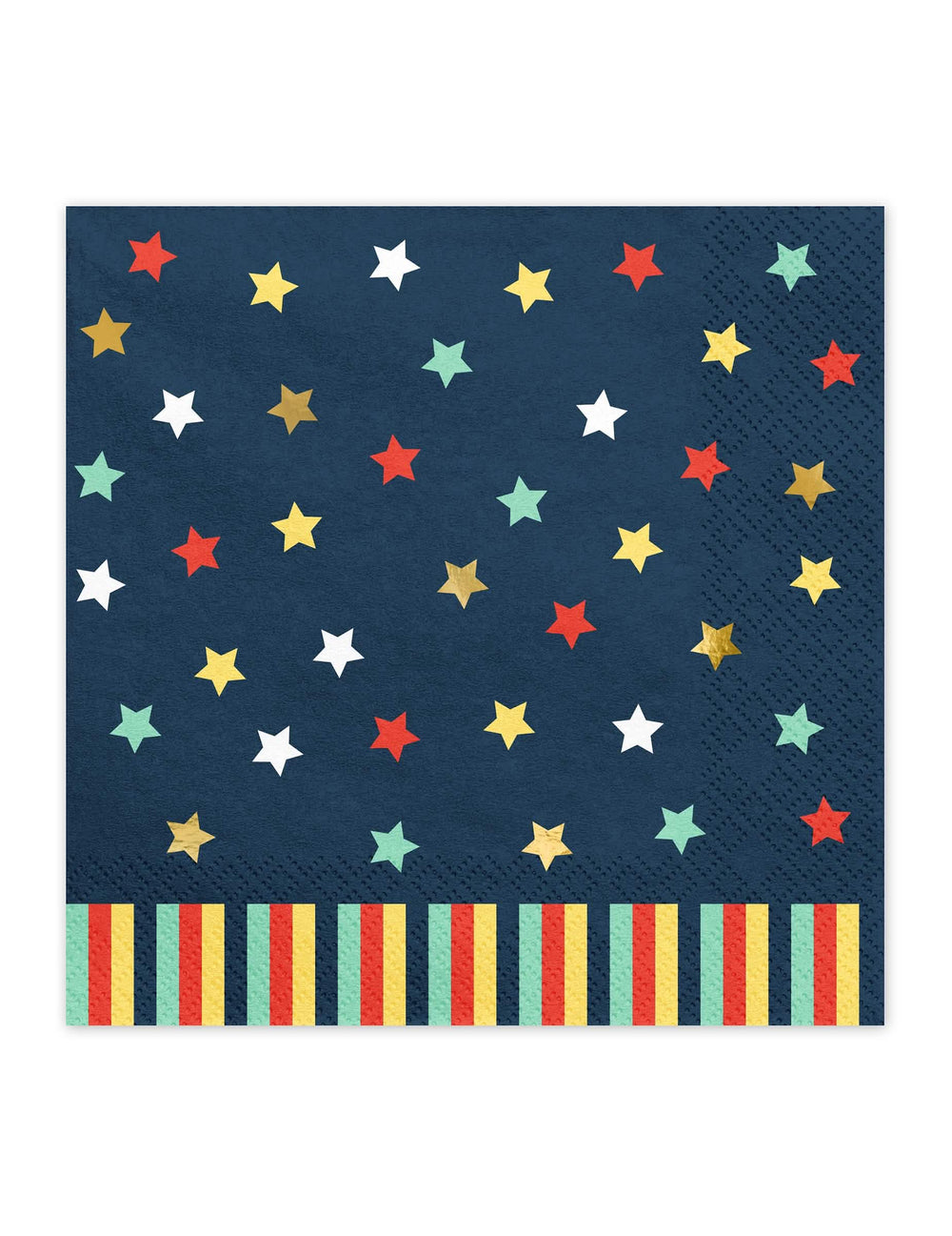 Serviettes en papier étoiles colorées pour fête bleu marine
