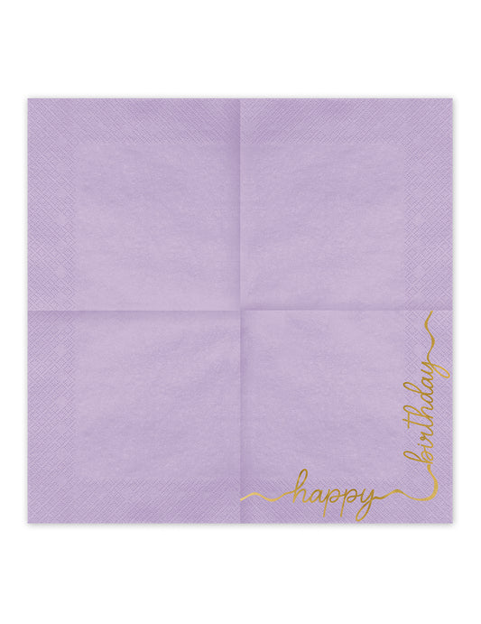 12 Servietten Happy Birthday Pastell & Gold (33 x 33 cm)