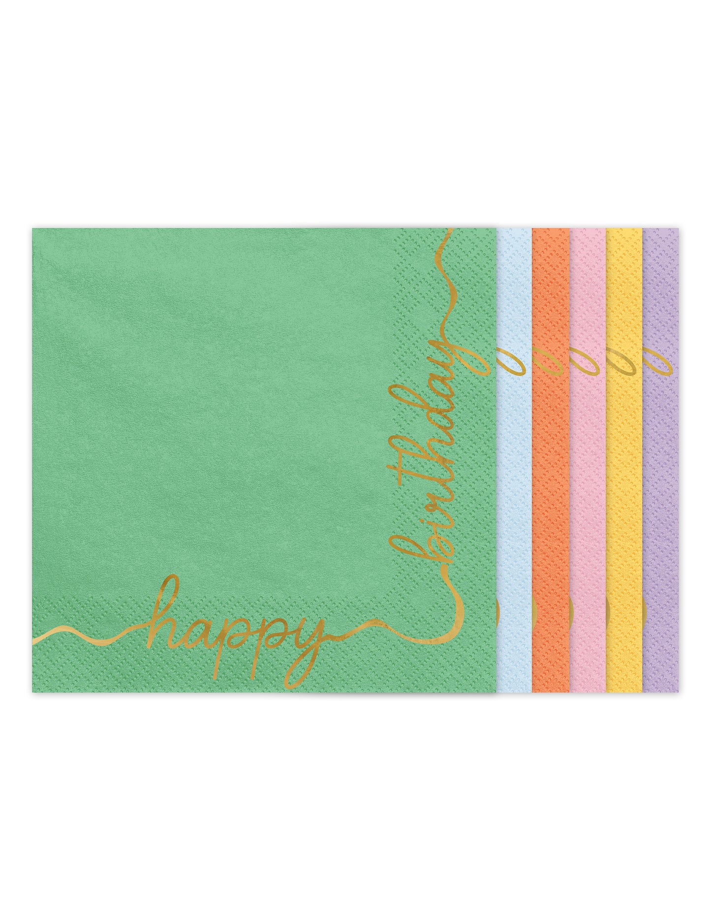 12 Servietten Happy Birthday Pastell & Gold (33 x 33 cm)