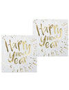 Serviettes en papier Happy New Year blanches et dorées