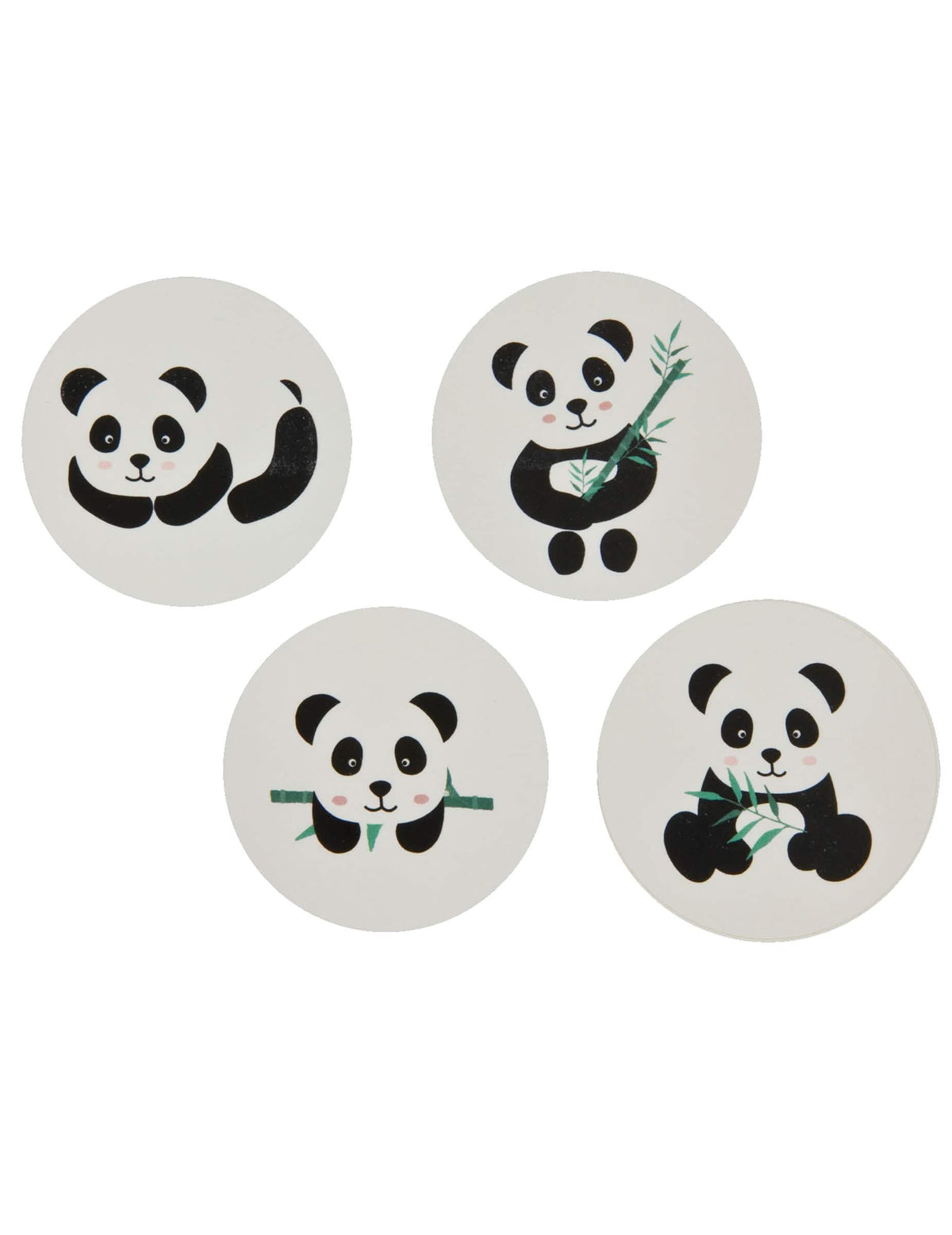 Stickers autocollants ronds panda pour enfant blancs avec illustrations variées