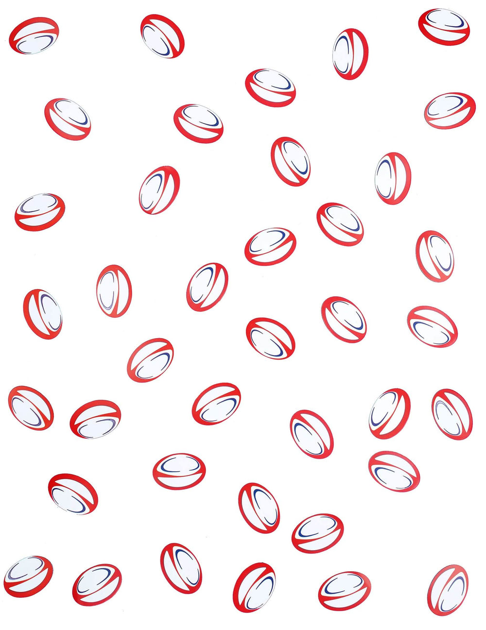 Vue d'ensemble parsemée des confettis de table ballons de rugby