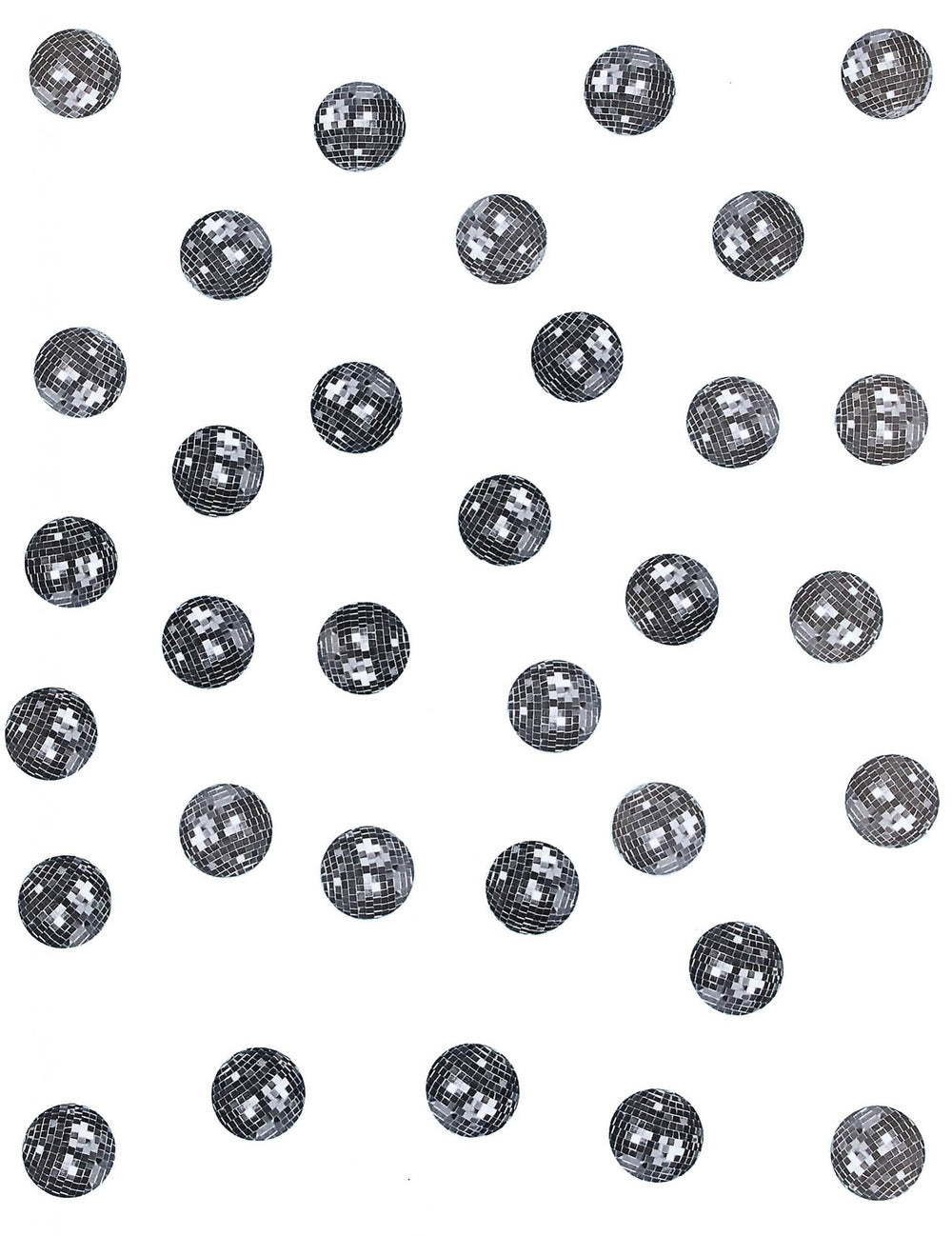 Détail des motifs des confettis de table boule disco