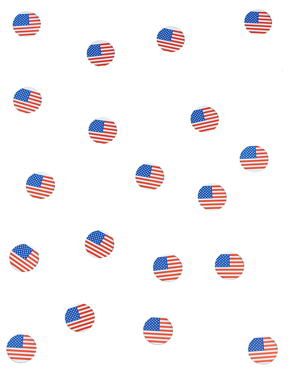 Übersicht über die Verteilung von Tisch-Konfetti mit USA-Flagge