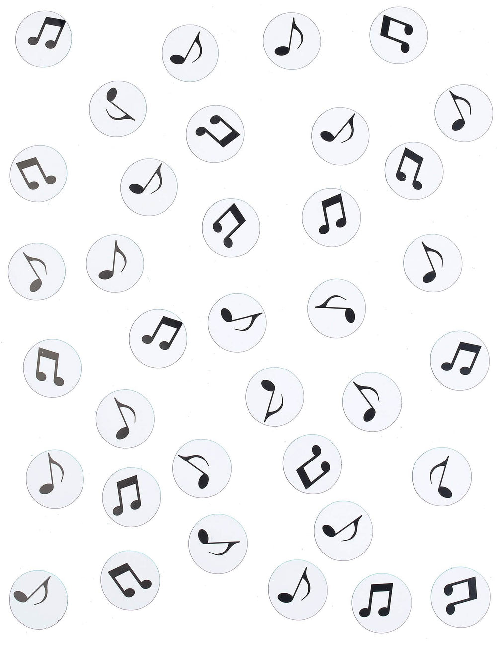 Vue d'ensemble des confettis de table note de musique