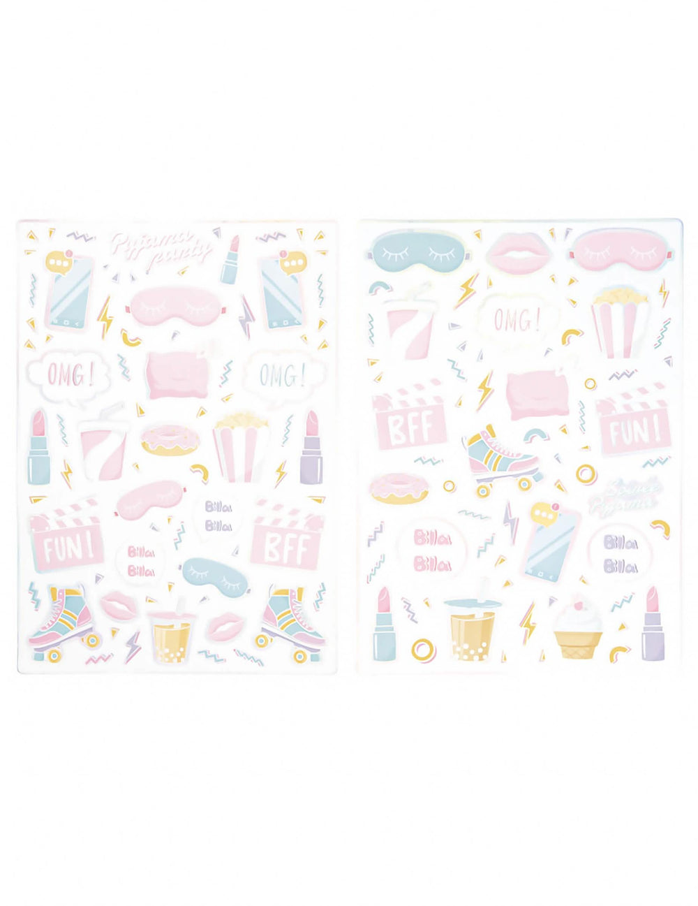 Stickers pyjama party pour enfant aux couleurs pastel