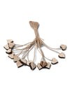 16 coeurs en bois avec ficelle pour décoration couleur naturel