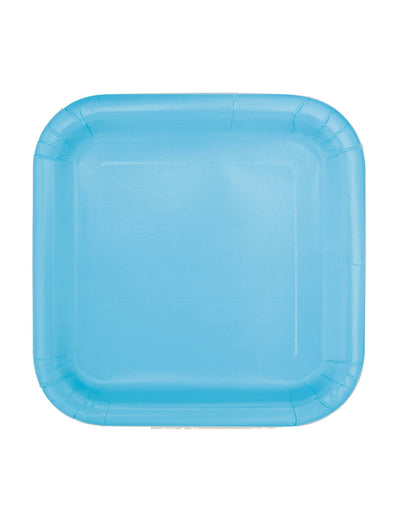 Assiettes carrées en carton pour dessert bleu pastel