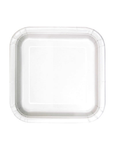 Assiettes en carton carrées blanches lot de 16